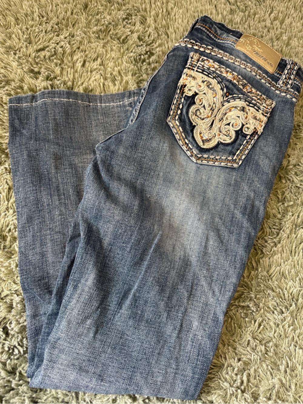 Grace in LA embroidered bling bootcut jeans
